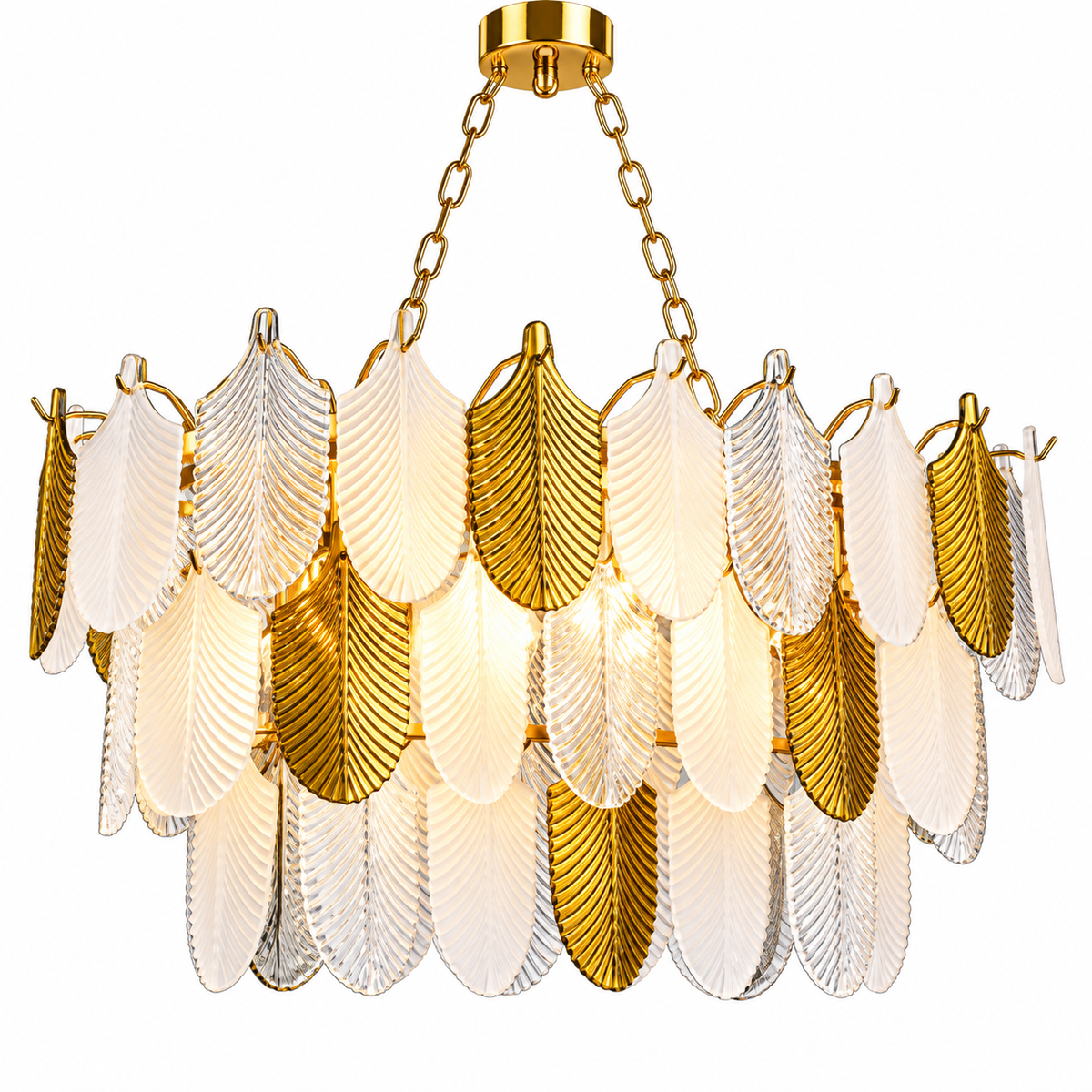 Luxury Postmodern Glass Leaf Led Chandelier Pendant Lamp