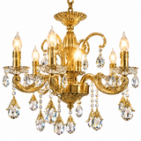 Vintage Antique Brass And Crystal Chandeliers Light