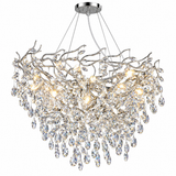 Modern 5-light Silver Branch Shape Round Led Crystal Chandelier – (3000k)