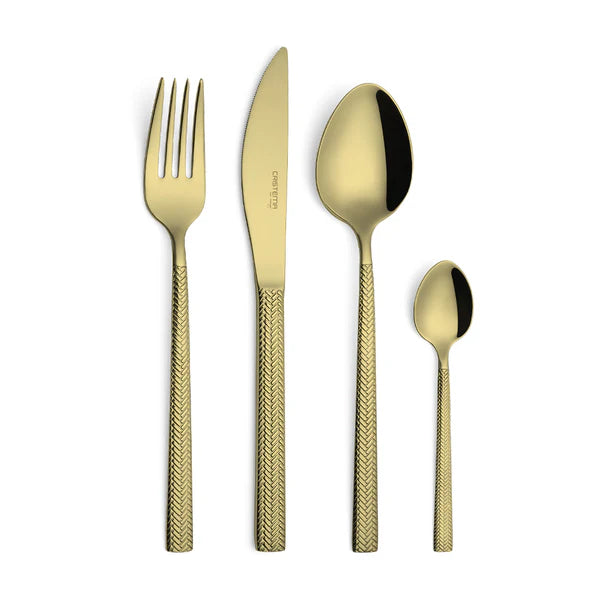 Cristema Dakar Gold 24-Piece Cutlery Set with Wood Box