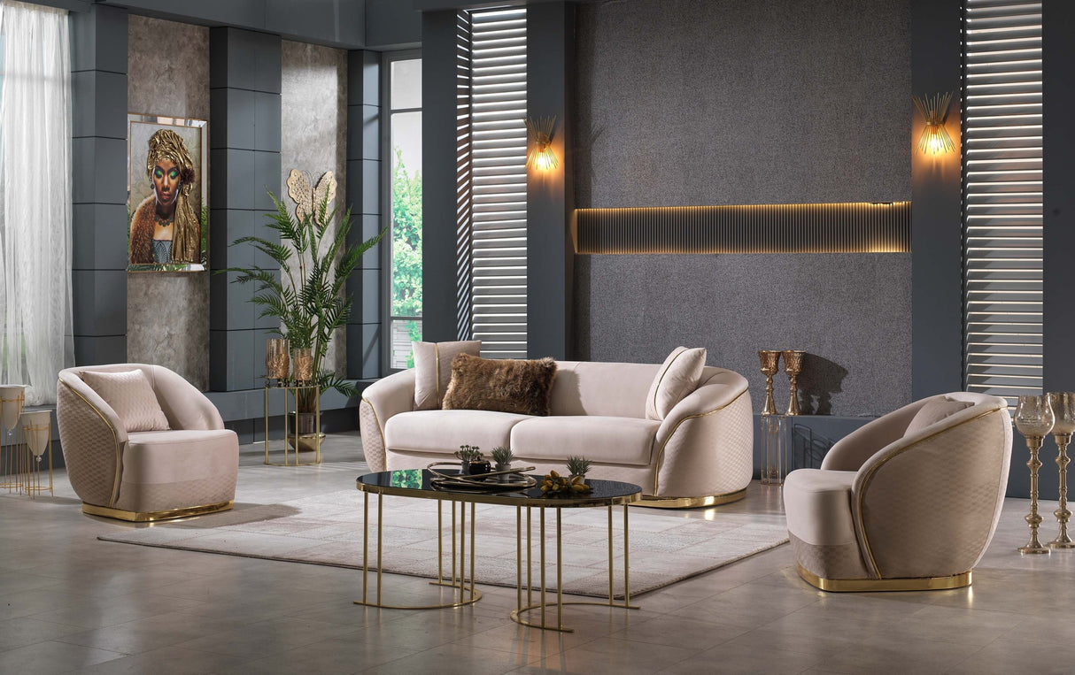 Dubai GOLD Sofa Set 3+3+1+1 – Baby Face V-03