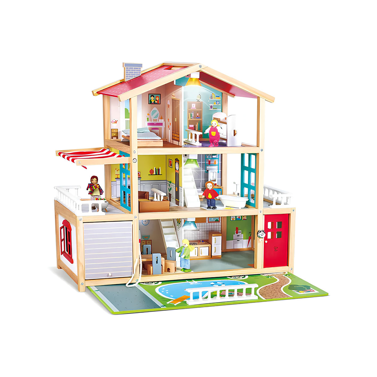 Hape Doll Family Mansion E3405 3-Storey Wooden Dollhouse