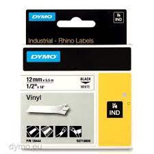 Dymo RHINO 18444 vinyl black on white 12mm Qatar