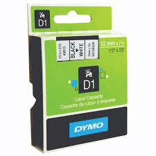 Dymo Tape 12mm x 7m Black on White Qatar