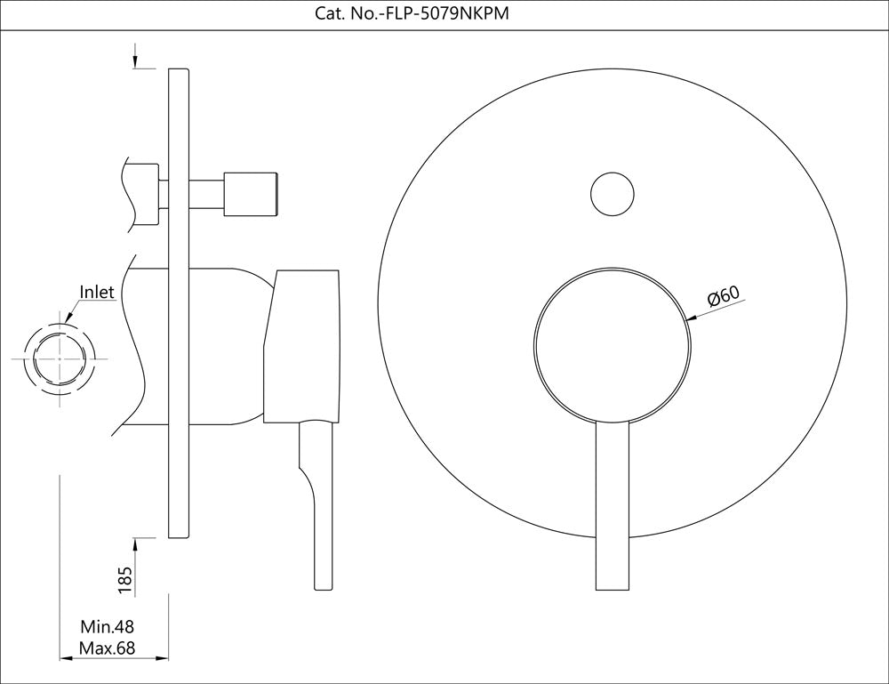 Single Lever Exposed Parts Kit of Hi-flow Diverter - Black Matt