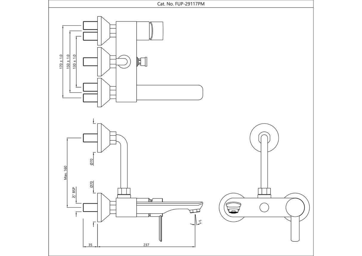 Single Lever Wall Mixer - Gold Bright PVD