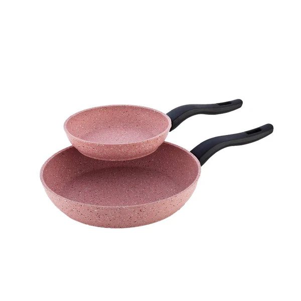 Falez Pink Granite Frypan Set 20+26 Cm