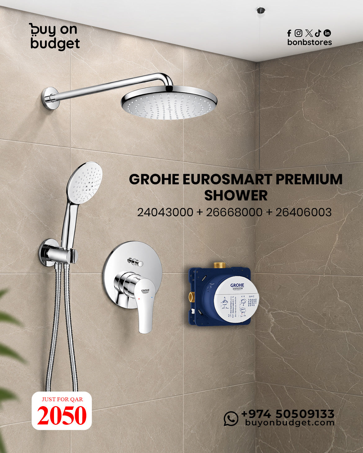 GROHE Cosmopolitan Concealed Shower System with Tempesta 250 & Tempesta 110 – Chrome 24043000