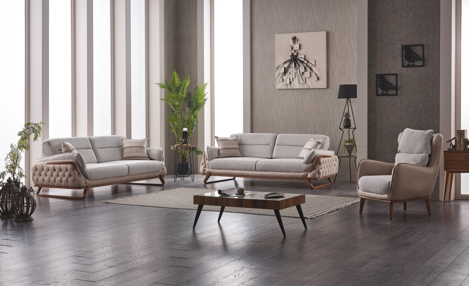 GUSTO 4PC Sofa Set – Dark Fabric