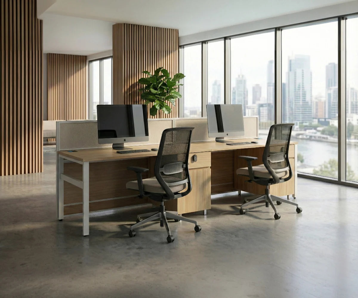 محطة عمل V9-224-2P، أبعادها 2400 × 630 × 1100، مصنوعة من خشب البتولا