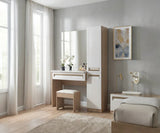 طقم غرفة نوم ليلي كاسا – سرير Q13 + خزانة ملابس Q11A بستة أبواب + طاولة جانبية وطاولة تزيين 