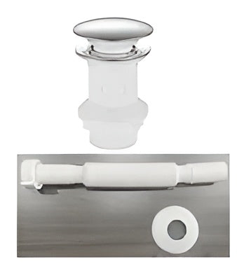 P- Pop Up Waste + Flexible Hose-SS304 Cover+White Plastic+Plastic Rosette (Without Overflow)