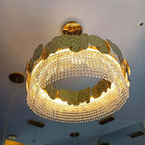 Modern Luxury Green Leaf Ceiling Crystal Drop Chandelier Hanging Lights BoB Lights