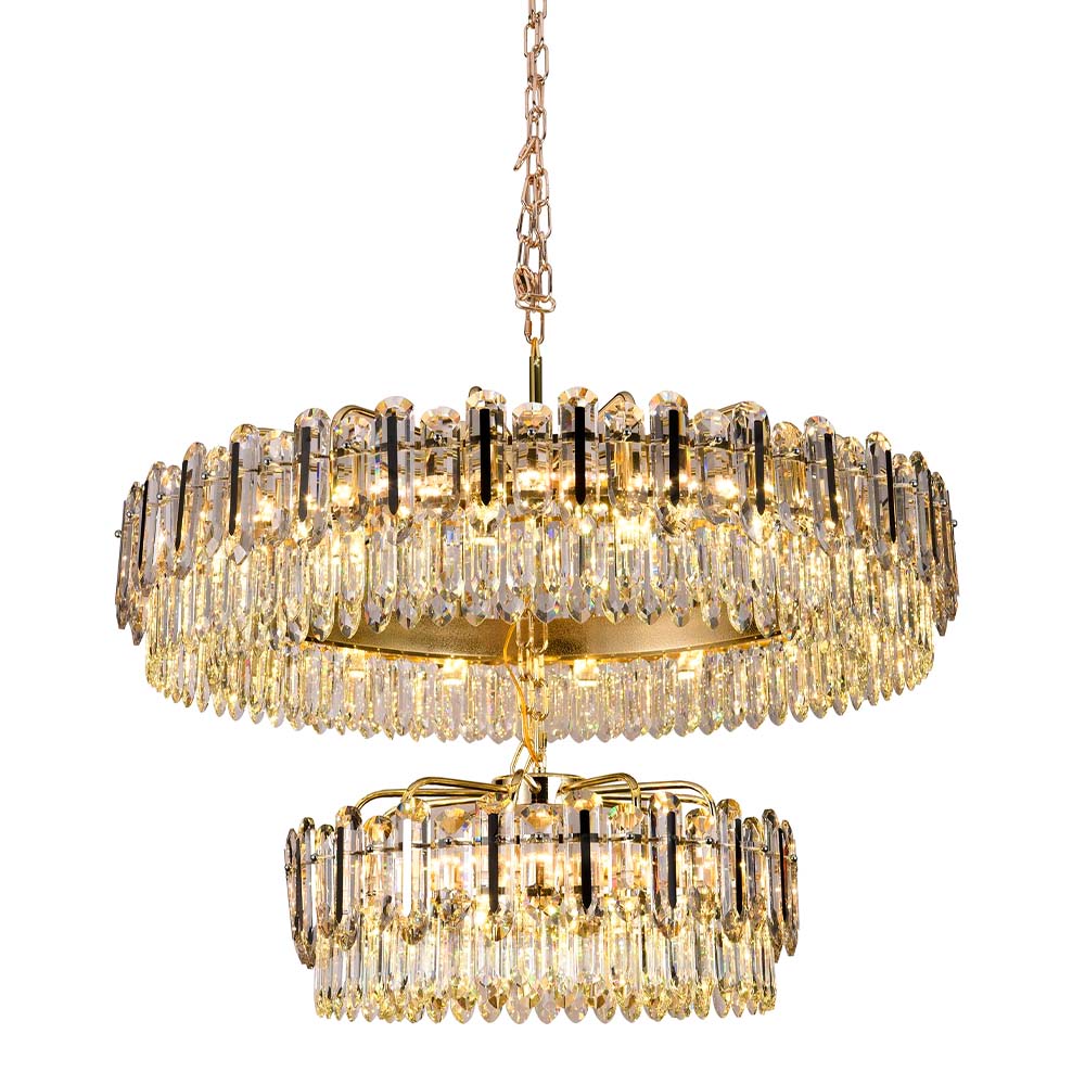 Modern 2 Layers Crystal Chandeliers Hanging Light - Om812x (950+600xh500)