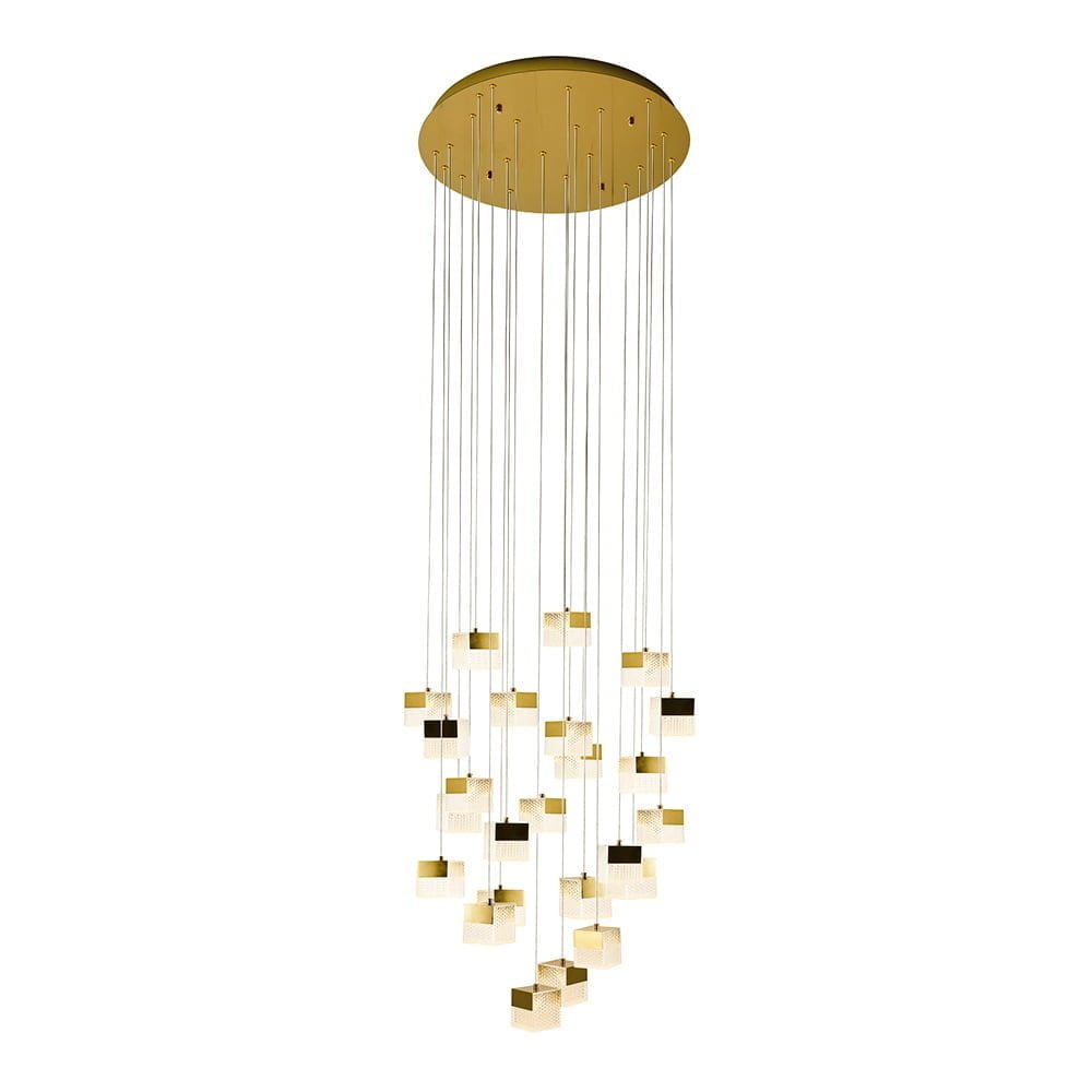 ثريا LED مزدوجة الارتفاع على شكل مكعبات ثلج - Omd821600 (24 ذهبي)