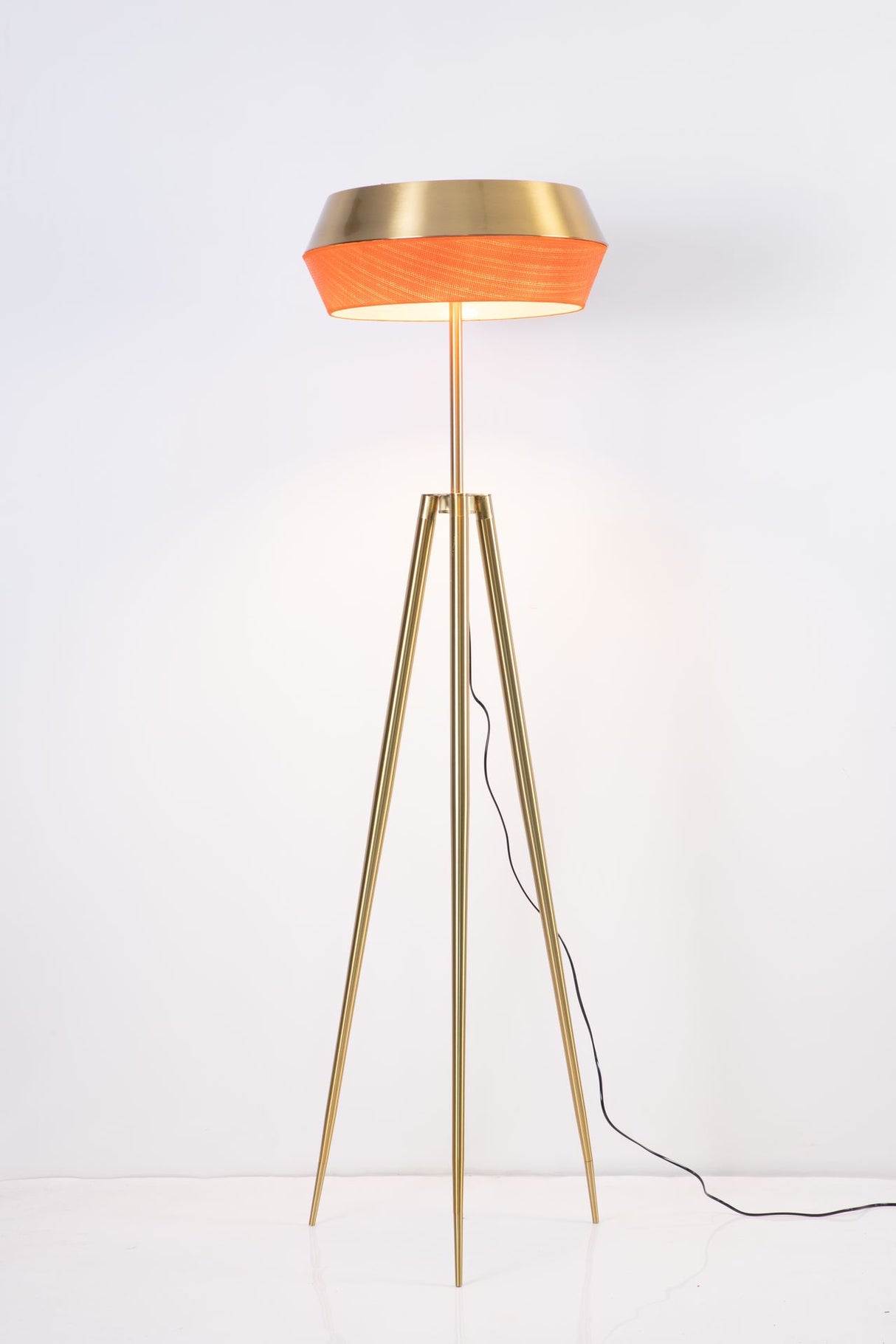Floor lamp-SM2289F-A-D555×H1700-Golden-Aluminum+Rattan