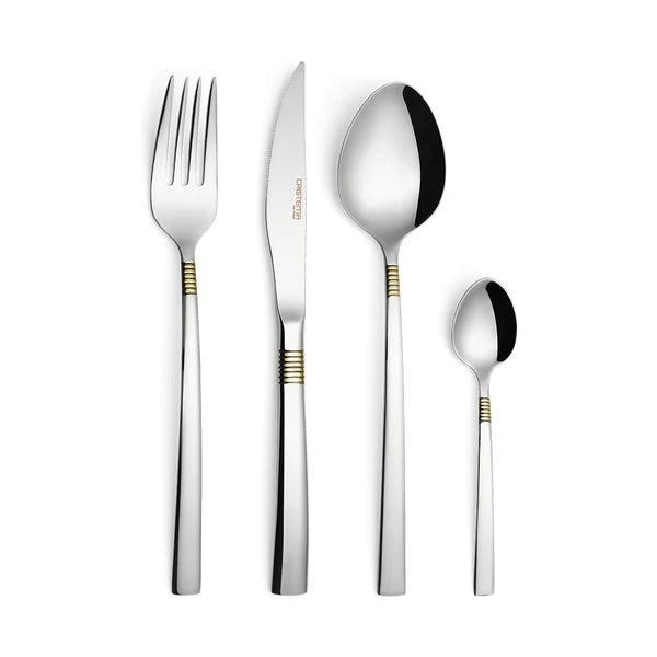 Cristema Istanbul Golden Trim 130-Piece Cutlery Set with Box