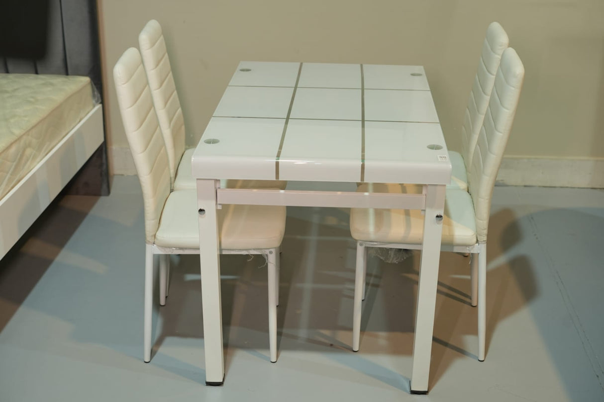 JW Glass Dining Set – 4 Chairs + 1 Table