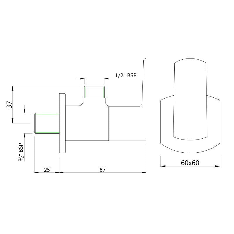 Angle Valve with Wall Flange