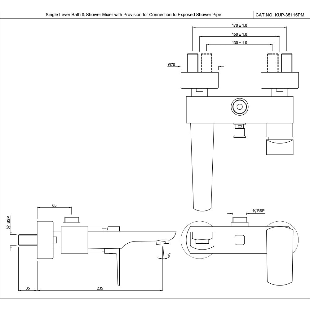 Single Lever Wall Mixer - Chrome