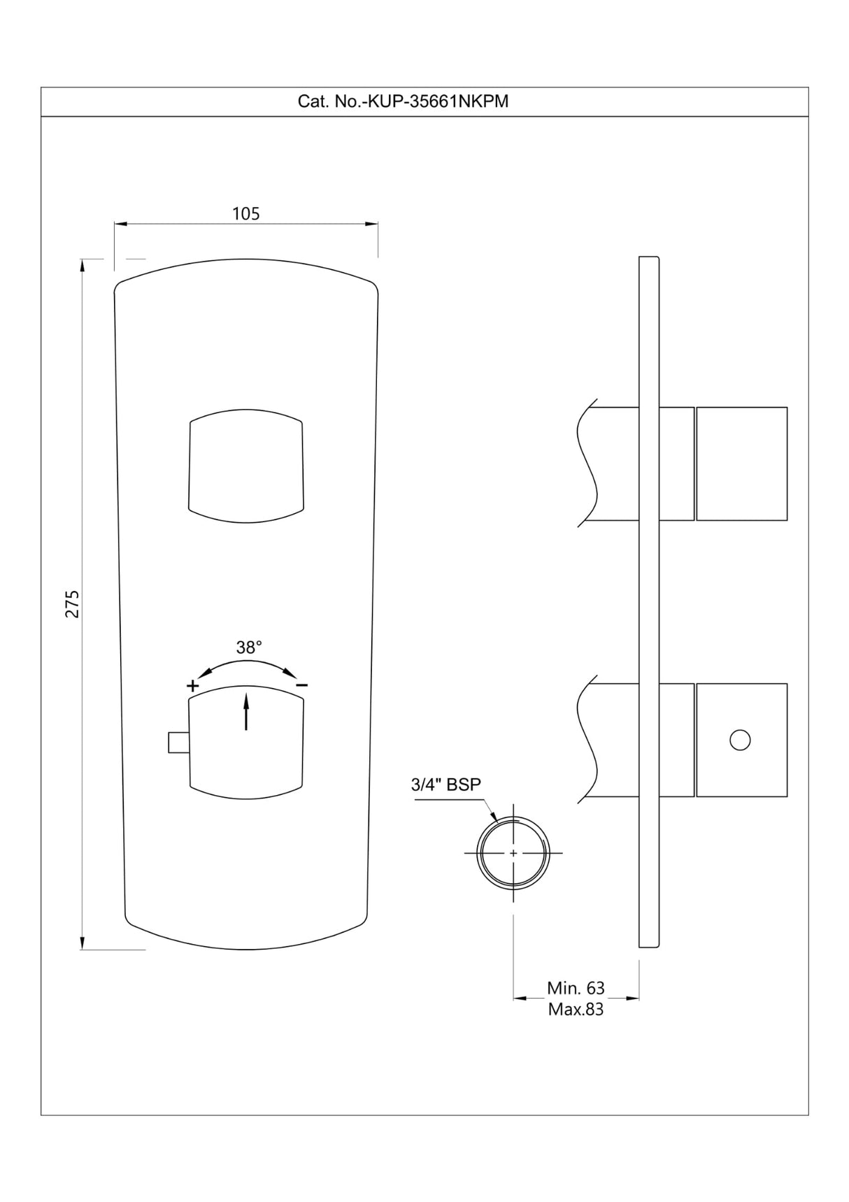 Aquamax Exposed Part Kit of Thermostatic Shower Mixer - Chrome