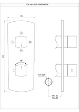 Aquamax Exposed Part Kit of Thermostatic Shower Mixer with 3-way diverter - Chrome