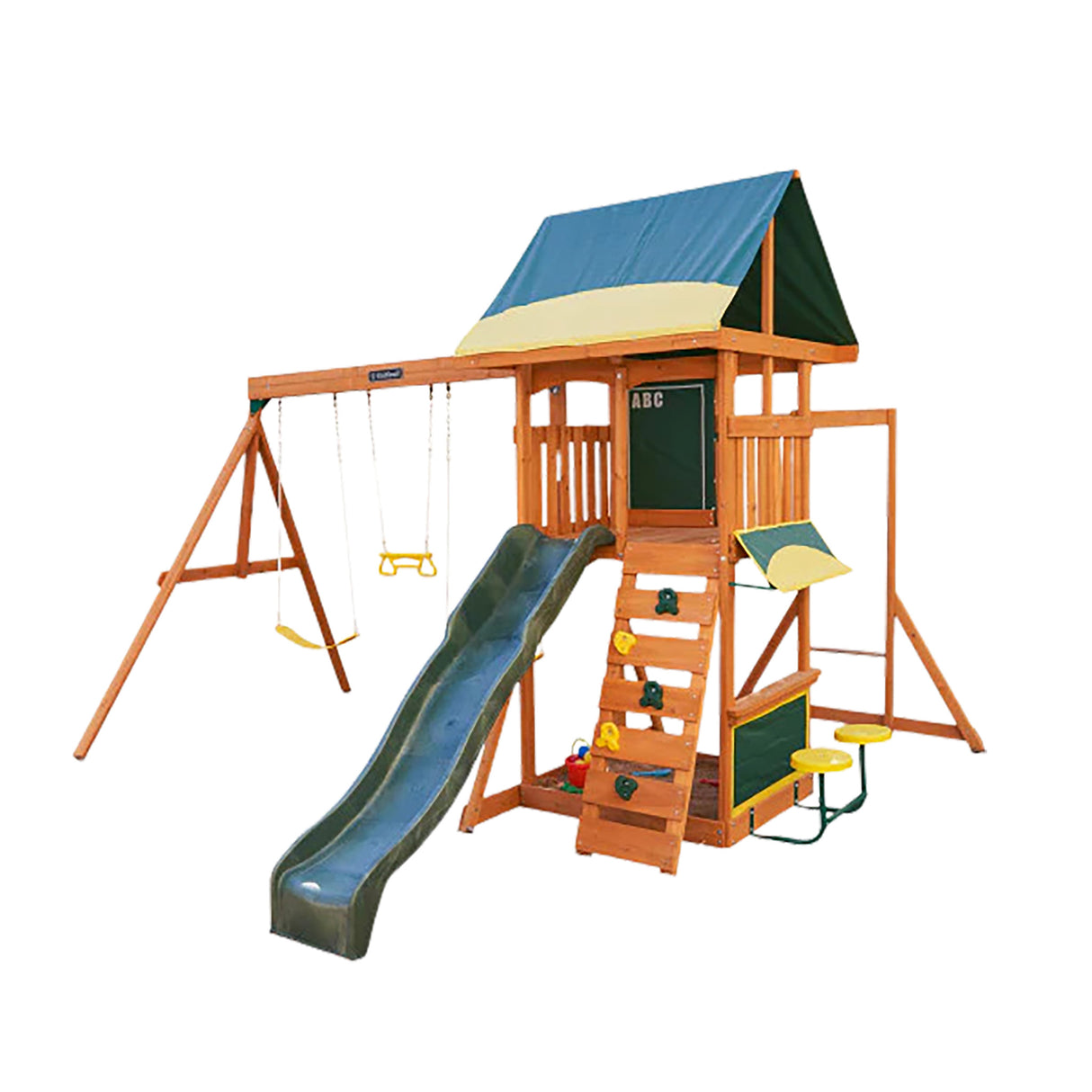 KidKraft Brightside Wooden Swing Set & Playset – Outdoor Kids’ Backyard Playground