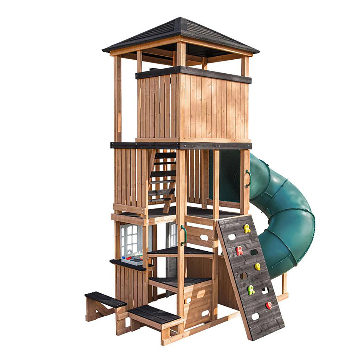 KidKraft Panorama Tower Wooden Playhouse – Outdoor Kids’ Backyard Adventure Playset