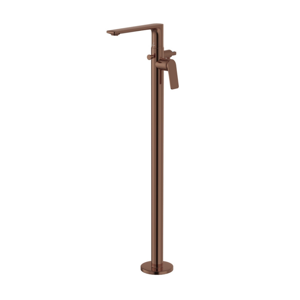 Exposed Parts of Floor Mounted Single Lever Bath Mixer - Blush Gold PVD