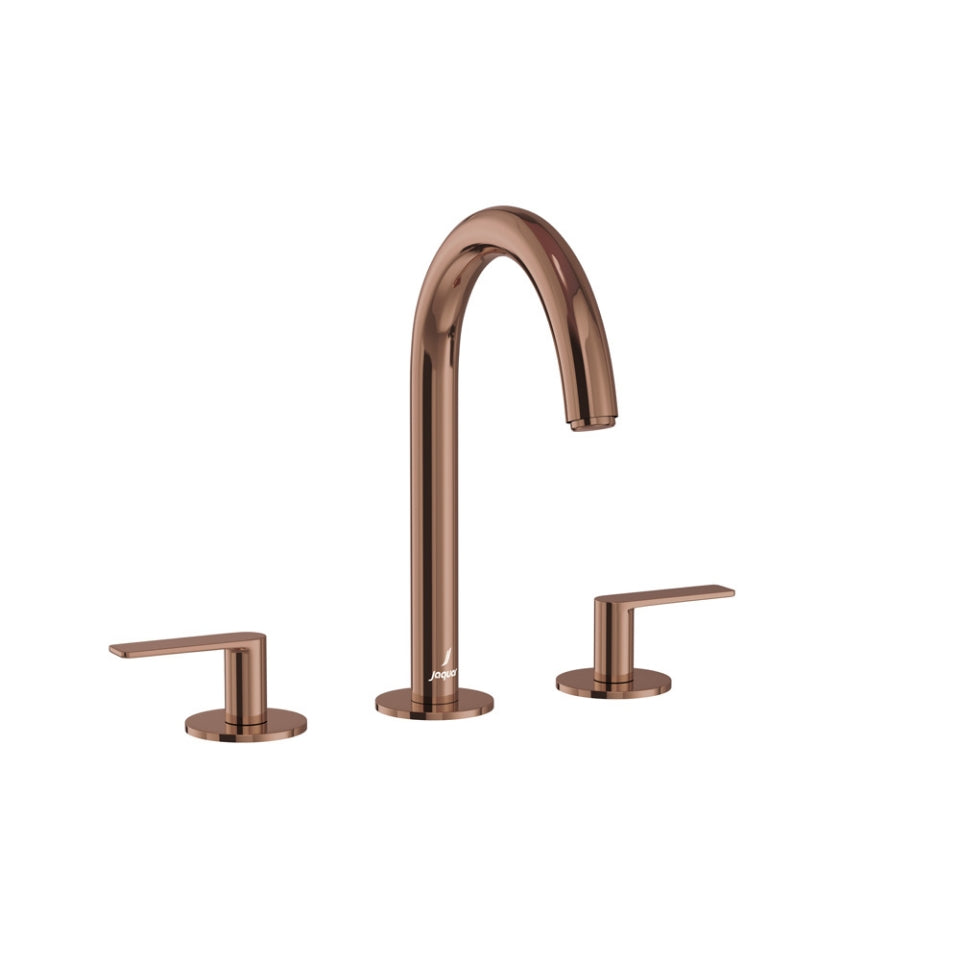 3-Hole Basin Mixer with Pipe Spout - Blush Gold PVD