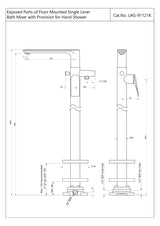 Exposed Parts of Floor Mounted Single Lever Bath Mixer - Blush Gold PVD