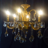 Vintage Antique Brass And Crystal Chandeliers Light