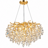 Modern Luxury Tree Branch Square Crystal Led Pendant Light