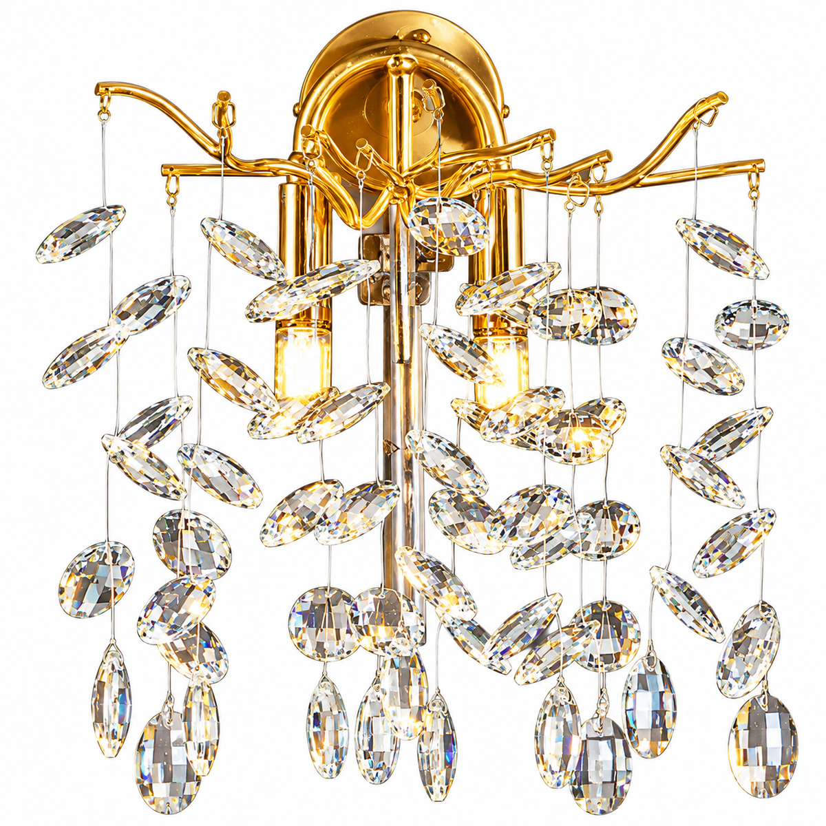 مصباح جداري داخلي حديث من الكريستال الفضي بتقنية LED - (d35) 3000 كلفن
