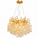 Modern Gold Aluminum Round Tree Branch Glass Led Pendant Light