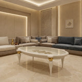 Center Table + Side Table Teapoy Combo - Gold Design