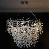 Modern 5-light Silver Branch Shape Round Led Crystal Chandelier – (3000k)