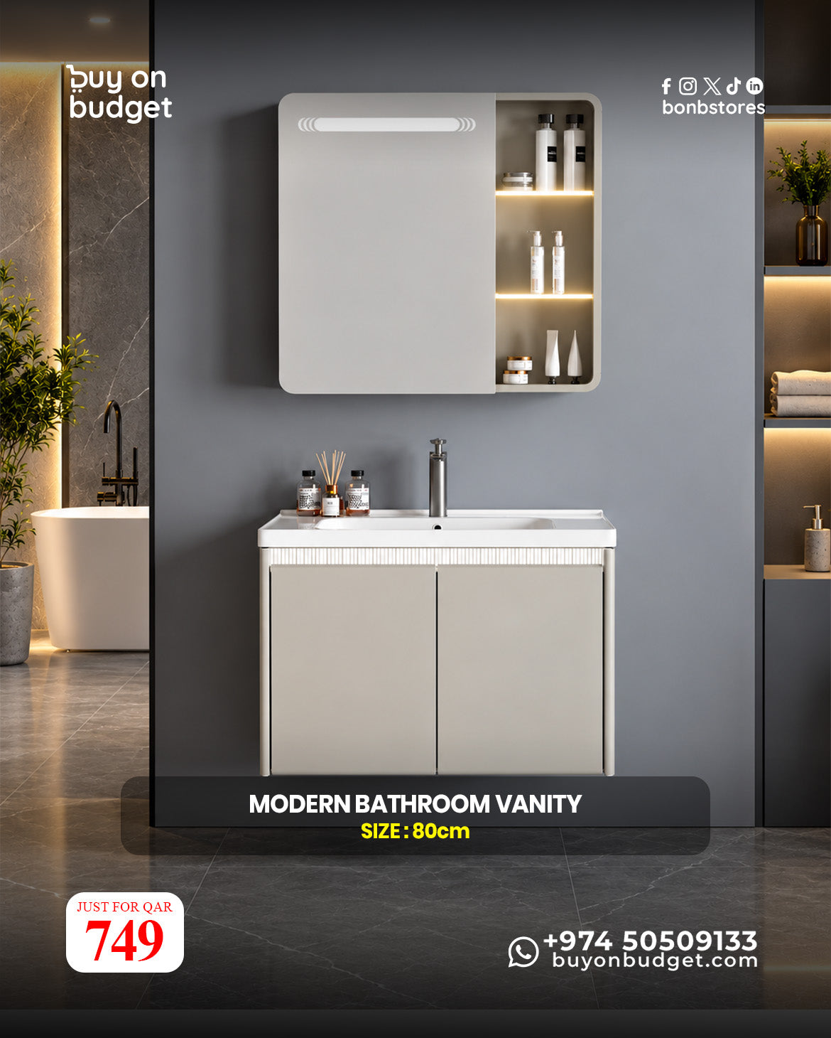 Modern Bathroom Vanity 80 cm