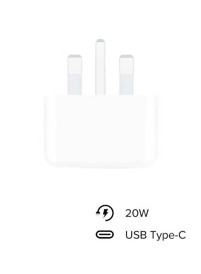 20W USB-C 3-Pin Power Adapter / (Original iPhone Charger) - White