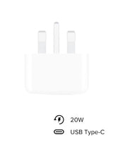 20W USB-C 3-Pin Power Adapter / (Original iPhone Charger) - White