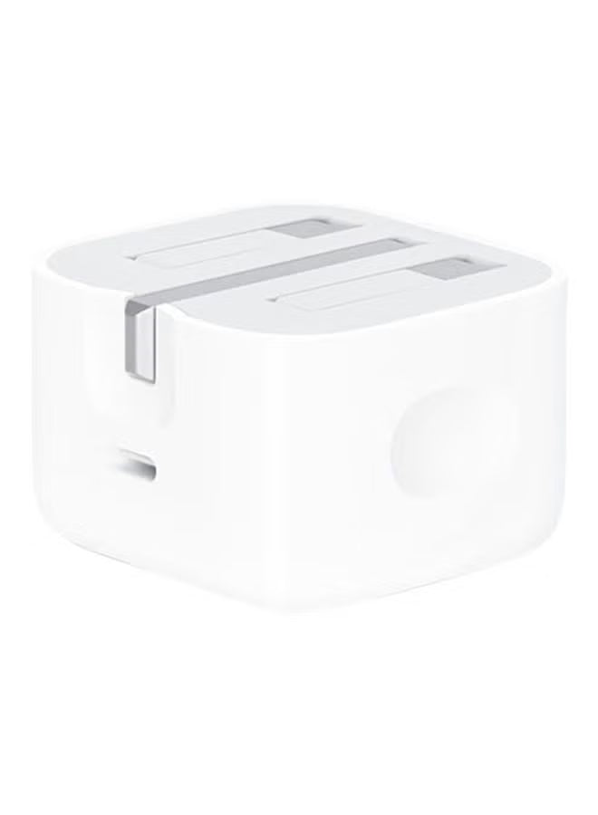 20W USB-C 3-Pin Power Adapter / (Original iPhone Charger) - White