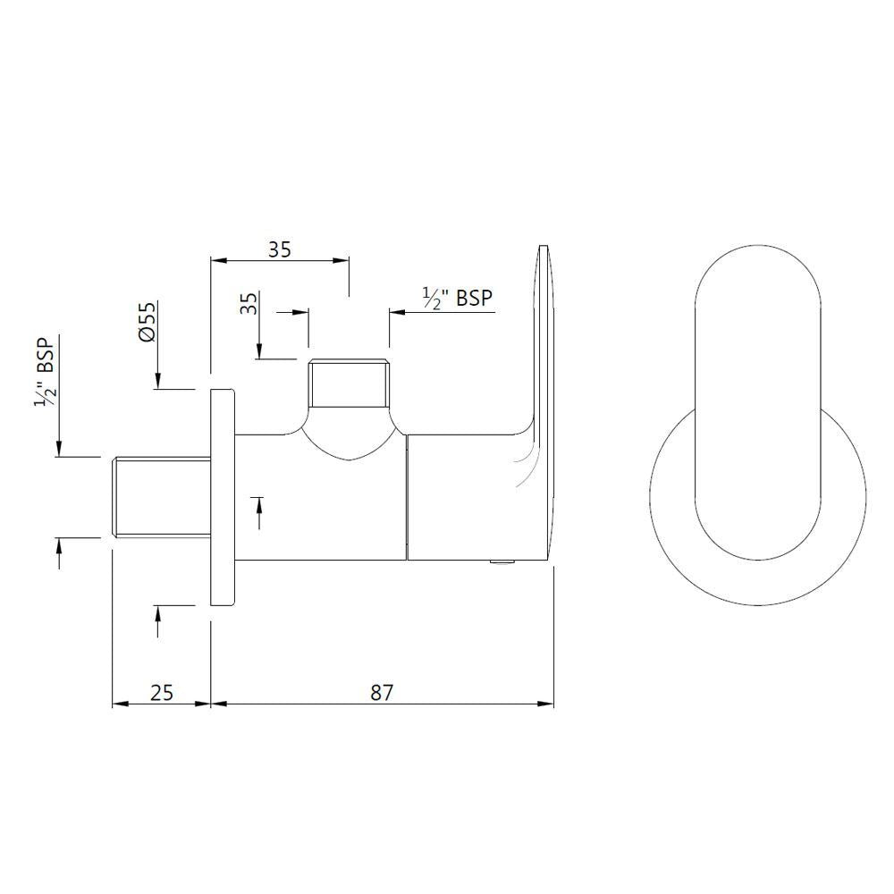 Angle Valve with Wall Flange - Chrome