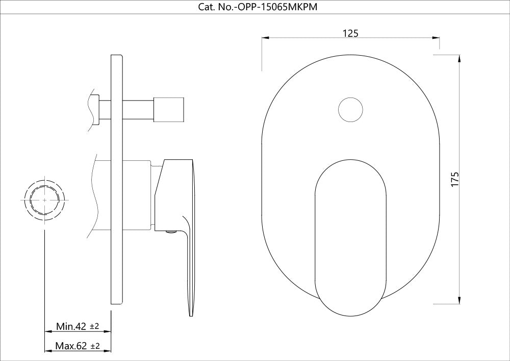 Single Lever Exposed Part Kit of Diverter - Chrome