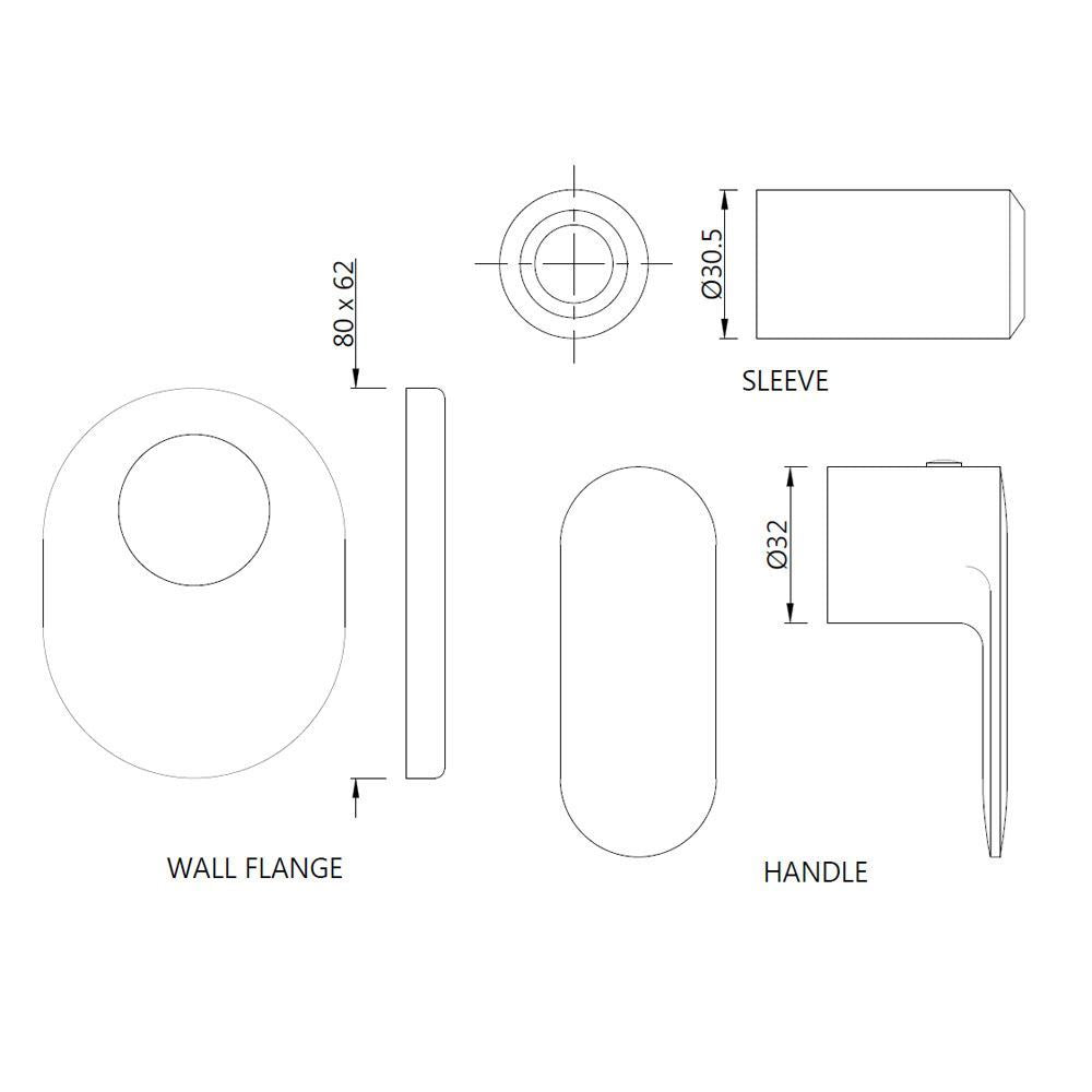 Exposed Part Kit of Concealed Stop Cock - Chrome