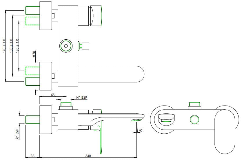 Single Lever Bath & Shower Mixer - Chrome