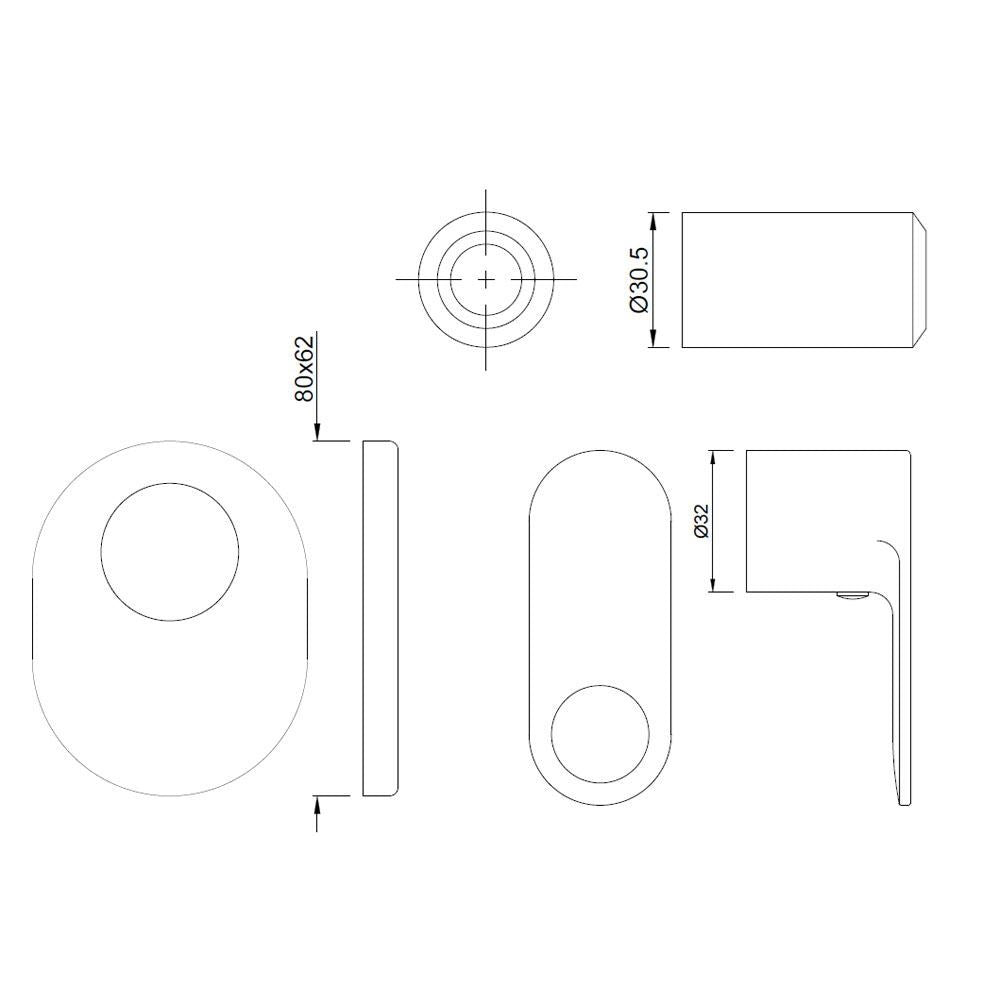 Exposed Part Kit of Concealed Stop Cock & Flush Cock - Chrome