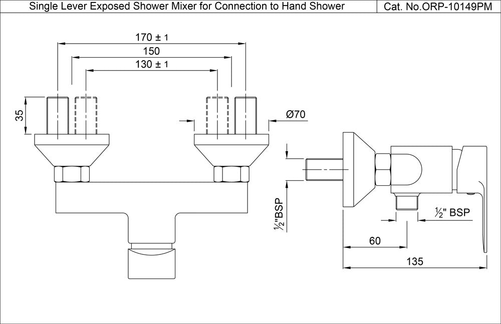 Single Lever Exposed Shower Mixer - Chrome
