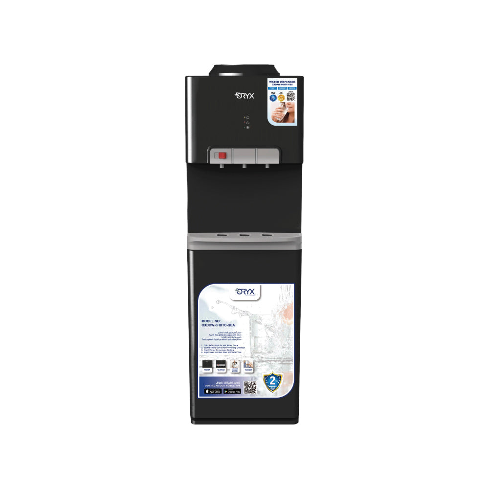ORYX Top Loading Water Dispenser 3 Tap – Black