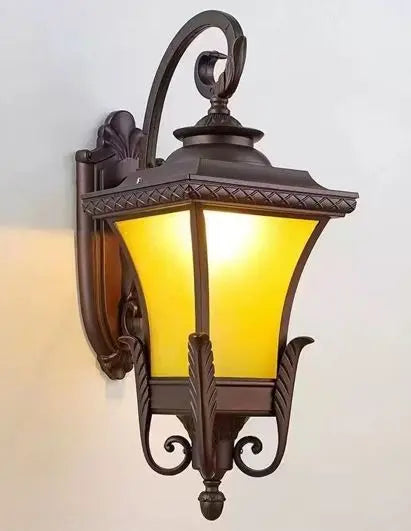 Outdoor Wall Lamp E27 D230×H550mm Aluminium + Transparent Glass Coffee  HW-6155