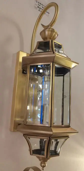Outdoor Wall Lamp E27 D200×H570mm Copper + Transparent Glass Gold  HW-8088